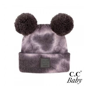 C.C.Beanie TieDye Double Pompom for Babies. Gray